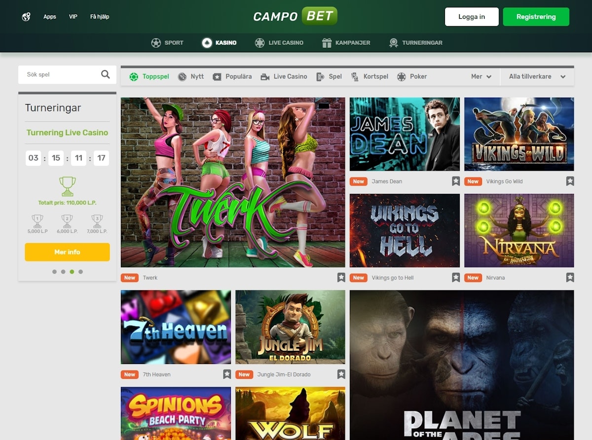 Campobet Casino – skärmbild från casinots sajt