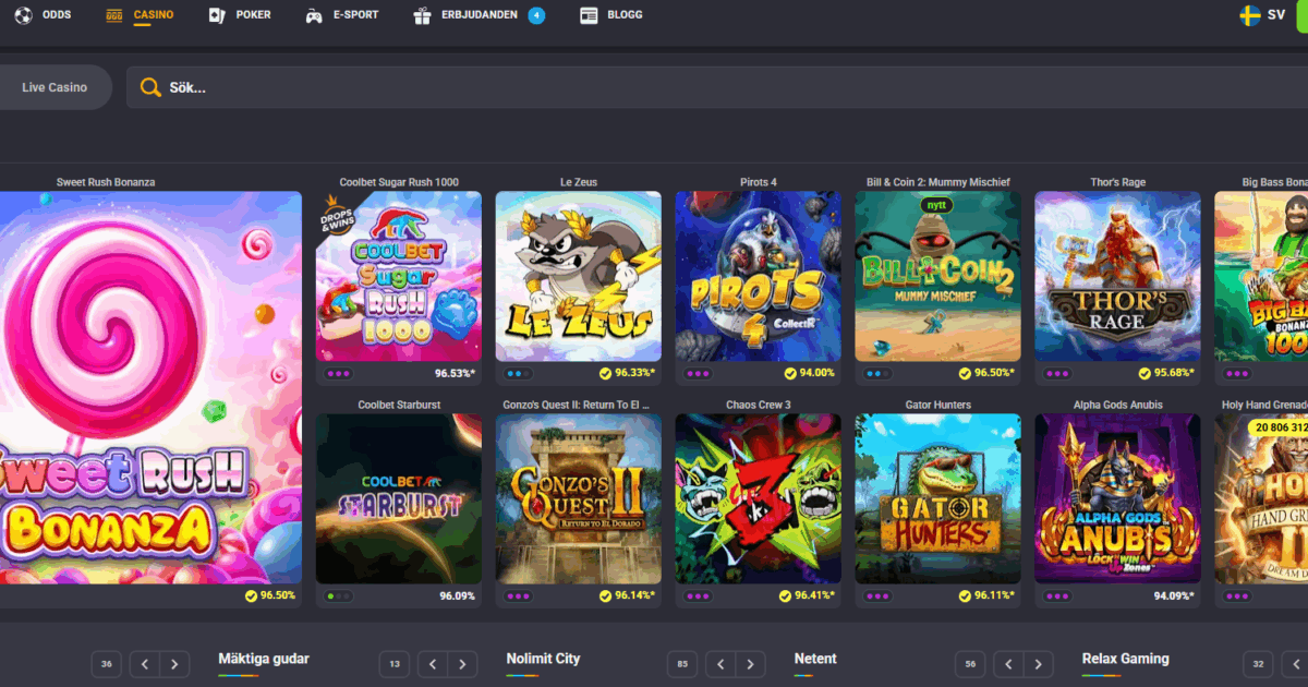 Coolbet Casino – skärmbild från casinots sajt