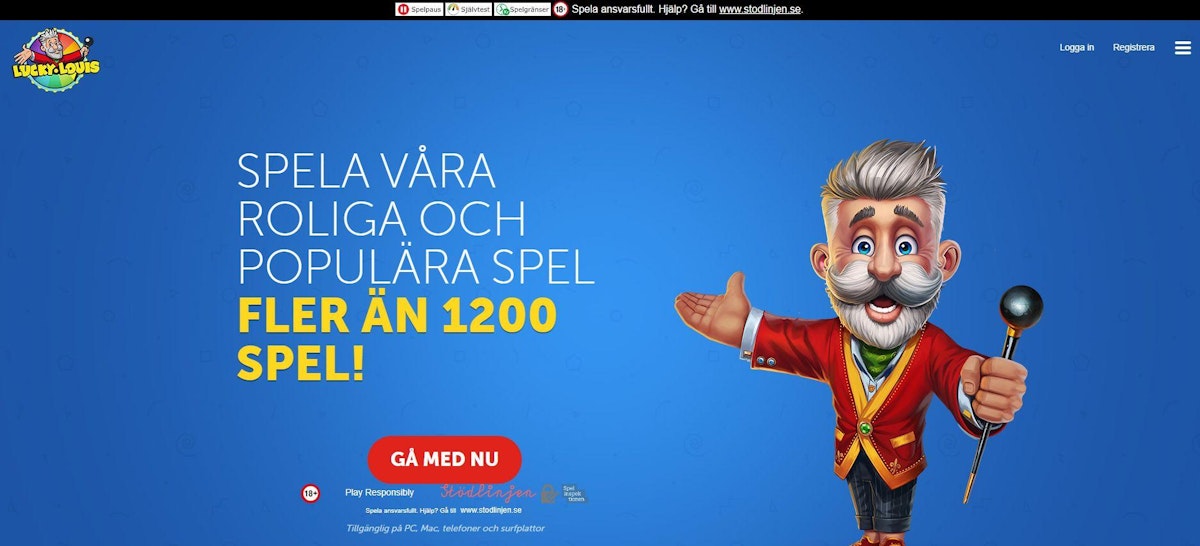 Lucky Louis Casino – skärmbild från casinots sajt