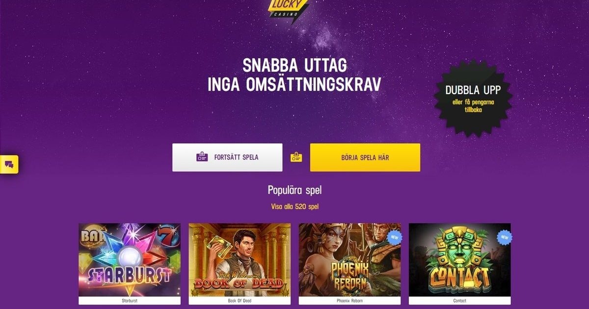 Lucky Casino – skärmbild från casinots sajt