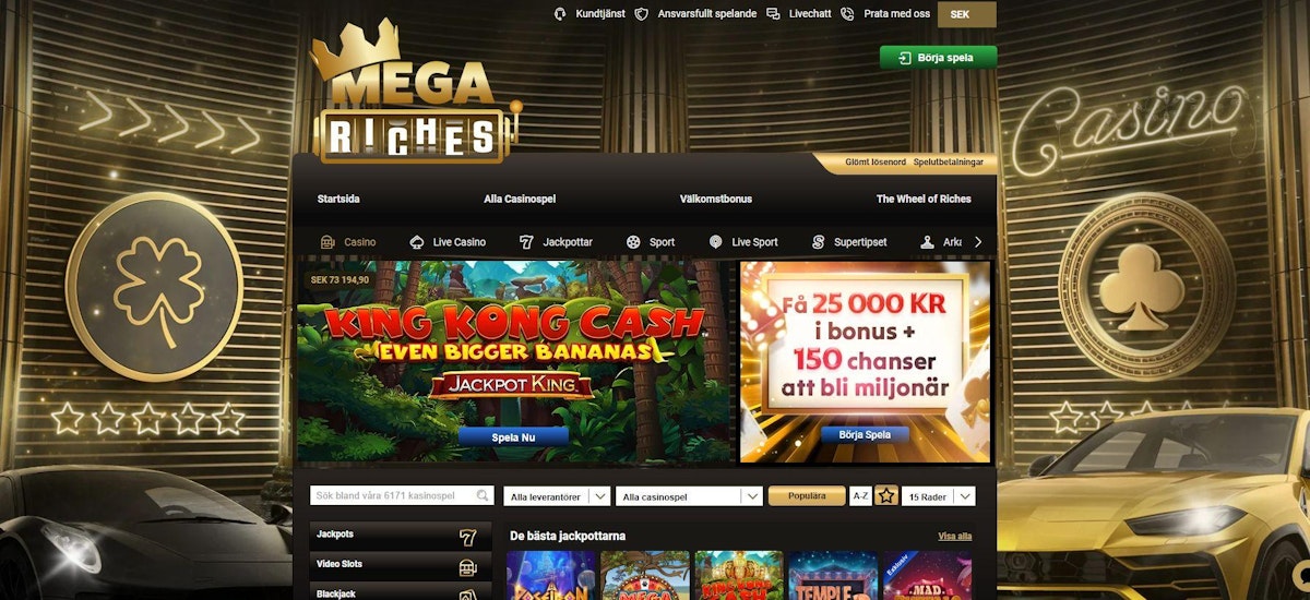 Mega Casino – skärmbild från casinots sajt