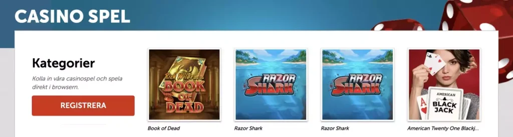 PlayMillion Casino – skärmbild från casinots sajt